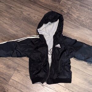 Adidas Black Jacket with White Stripes